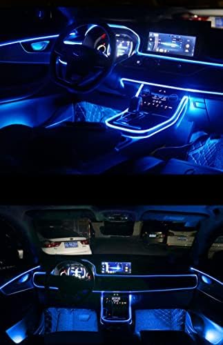 אורות רצועת לד לרכב פנים, אורות ניאון זוהרים מהבהבים עם קצה תפירה של 6 מ מ, ערכות תאורת סביבה לרכב,