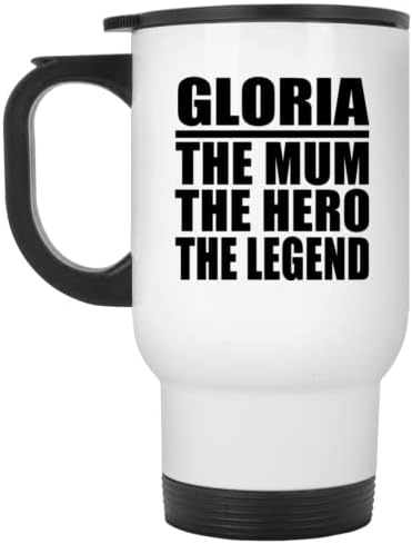 מעצב את גלוריה האמא הגיבור האגדה, ספל נסיעות לבן 14oz כוס מבודד מפלדת אל חלד, מתנות ליום הולדת יום הולדת