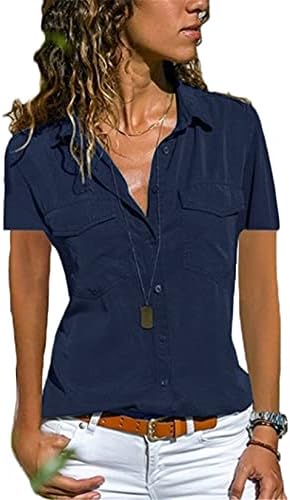 דש נשים של Andongnywell חולצות שרוול ארוך חולצות על כפתור פניות בגודל פלוס פלוס