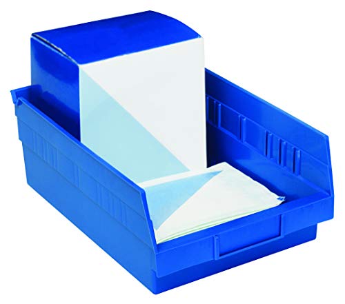 פחי מדף אחסון מפלסטיק הניתנים לקינון, 11-5 / 8 על 11-1 / 8 על 4 אינץ', כחול, חבילה של 8, לארגון בתים, משרדים,