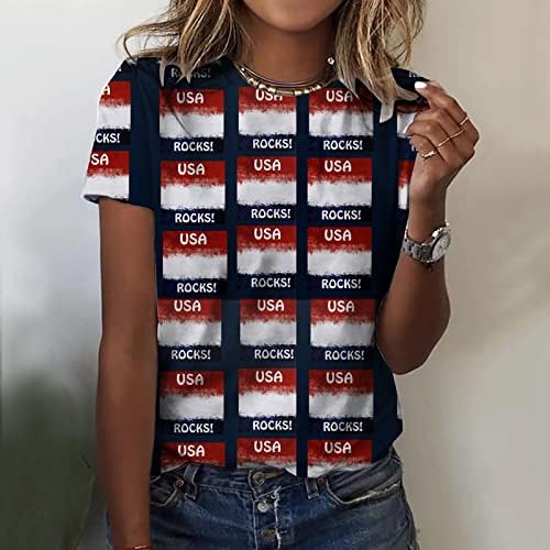 חולצות 4 ביולי נשים דגל אמריקאי חולצות טופ חולצות קיץ קז'ואלים צמרות שרוול קצר מככבים פסים נוחים