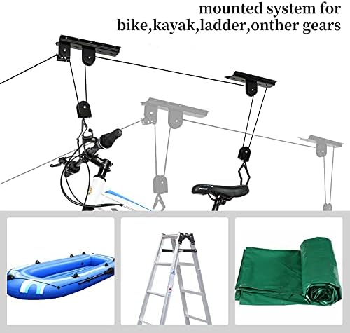 2 חבילה אופני להניף מוסך אופני מעלית אופניים להניף אופני מוסך אחסון תקרת הר מעלית להניף אחסון מתלה עבור