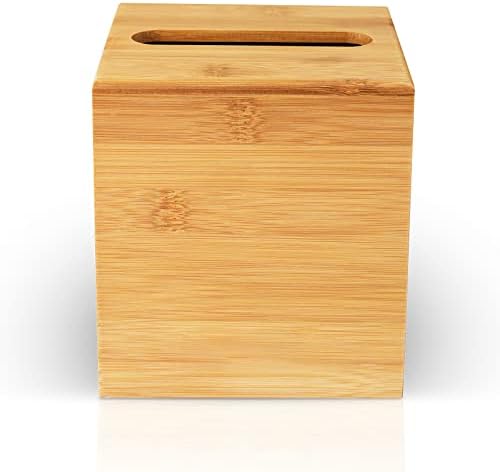 Nihome Bamboo Coxue Cox Cover 5.9 x5.3 x5.3 מחזיק מפית מרובע זקוף בוטיק מארגן חידוש עיצוב בית קלה מארז אחסון