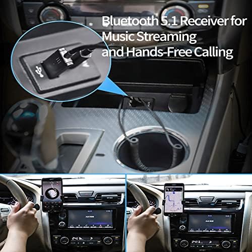 מקלט AUX ל- Bluetooth עבור CAR, 3. 5 ממ Bluetooth 5. 1 מתאם מתאם AUDIO Bluetooth CAR עם כניסת AUX מובנית במיקרופון
