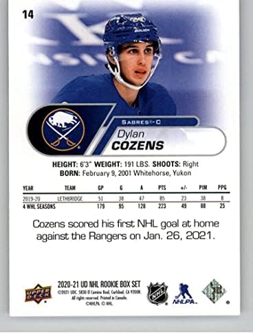 2020-21 סיפון עליון NHL Star Rookies Rookies Set 14 Dylan Cozens RC טירון Buffalo Sabers