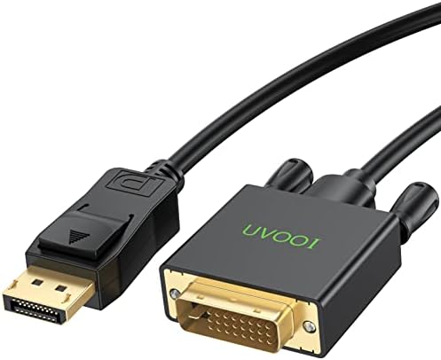 UVOOI DisplayPort לכבל DVI 10ft, יציאת תצוגה למתאם כבל DVI-D תואם למחשב, מחשב נייד, HDTV, מקרן,