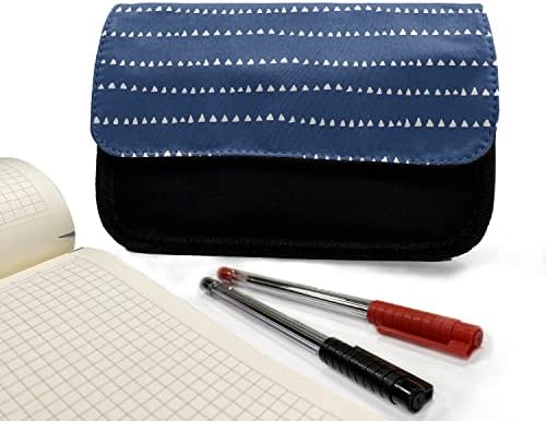 מארז עיפרון כחול ושנהב לונאלי, טפטוף צבעי מים, תיק עיפרון עט בד עם רוכסן כפול, 8.5 x 5.5, כחול סגול ושנהב