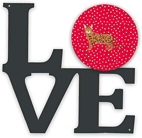 אוצרות קרולין5563וולב בנגל 2 חתול אהבה מתכת קיר יצירות אמנות אהבה, אדום,