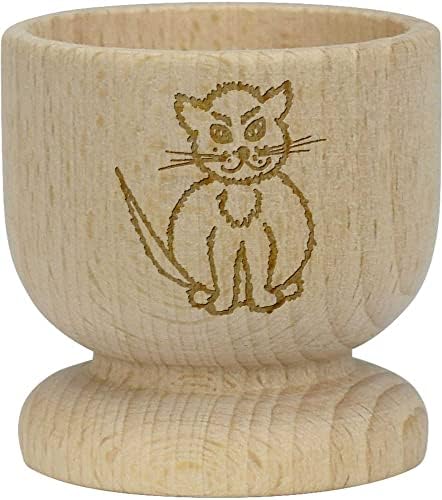 אזידה 'חתול יושב' כוס ביצה מעץ