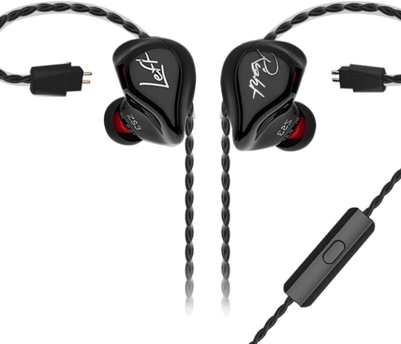 אוזניות בתוך האוזן, KZ ZS3 ביטול רעש נוחות נוחות מתאימה באוזניות אוזניות, שחור מבריק
