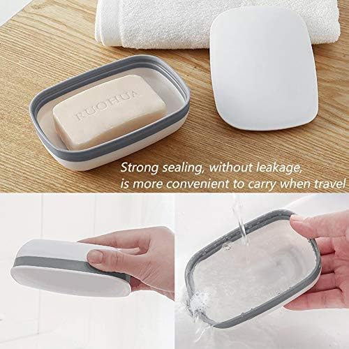 נוח סבון מחזיק סבון תיבת סבון צלחת סבון מגן מכולות עם מכסה 2 חבילה פלסטיק סבון מקרה עבור בית כושר קמפינג חיצוני