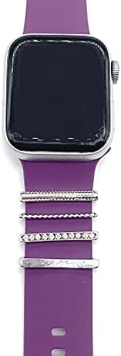 לולאות טבעת דקורטיביות של Ivywone עבור Apple Watch להקות סיליקון קסמים 45 ממ 44 ממ 42 ממ 41 ממ