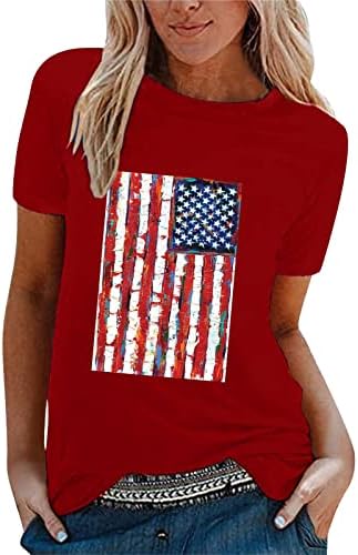 פלוס גודל נשים 4 ביולי חולצות פלוס גודל חולצות ארהב חולצת דגל נשים יום עצמאות יום דגל אמריקאי חולצה