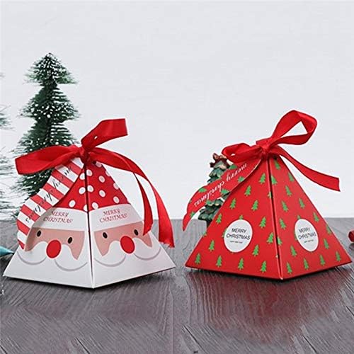 אריזת מתנה 10 יחידות החג שמח סוכריות תיבת תיק חג המולד עץ אריזת מתנה עם פעמוני נייר קופסא מתנת תיק