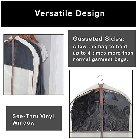 תיק בגד מעוצב בעיצוב חכם עם חלון שקוף-סט של 6-24 על 54 אינץ ' - כולל סגירת רוכסן ולולאת נסיעות-חליפות, שמלות ושמלות