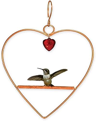ציפורי יונק נדנדה נחושת עם חרוזים תלויים בצורת לב אדום