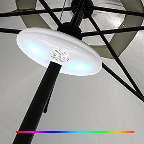 מטריית פטיו אור עם רמקול Bluetooth 4 צבעים RGB נטען נטען אורות פטיו חיצוניים אורות מוט מטרייה אלחוטית למטריות