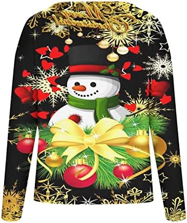 חולצת נשים של Uofoco, גודל יתר על המידה לנשים לנשים שרוול ארוך חג המולד מגניב דק-צווארון גרפיקה גרפיקה