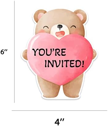 Rifyue Cartoon Bear הזמנות למסיבת מקלחת לתינוקות יום הולדת, מזמין רעיונות מיוחדים, מעדיפים ציוד למסיבות,