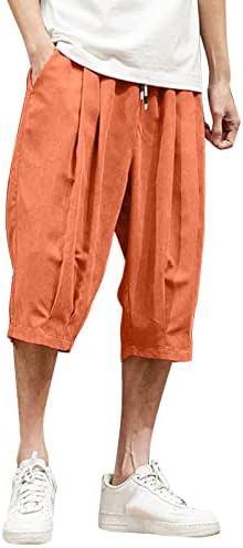 מכנסי קפריס של Ubst Capris בסגנון יפני פלוס מכנסיים מזדמנים רופפים בקיץ מתחת לברך אלסטי שרוך מכנסיים קצרים
