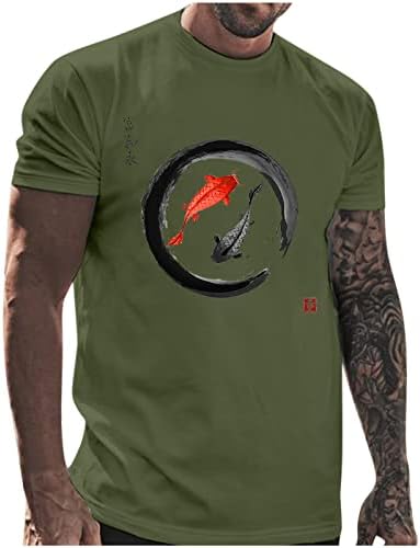 חולצות טריקו של הדפס דגים של ZDFER לגברים, צמרות יומיומיות של גברים נוחיות יומיות שרוול קצר צוואר צווארון