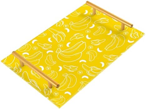מגש אמבטיה אקרילי של דלונאן מגש דקורטיבי עם ידיות זהב למארגן מטבח פירות בננה צהובה