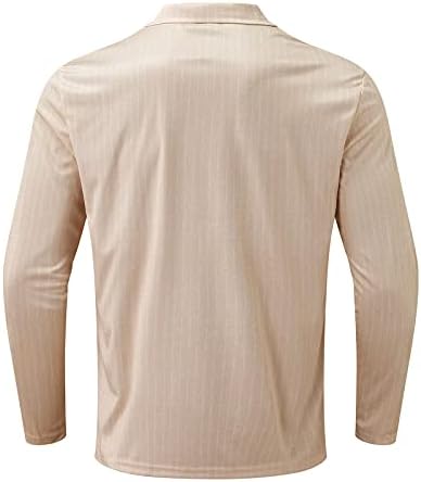 חולצות פולו רוכסן XXBR לגברים, סתיו פסים דקיקים מתאימים שרוול ארוך חולצת טריקו צוואר צוואר