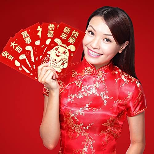 36 יחידות מעטפה אדומה גדולה סינית מזל 6.6 על 3.5 אינץ ' מעטפות כסף 2023 מנות אדומות לשנה החדשה