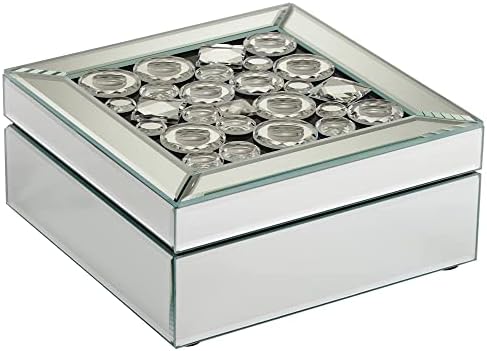 סטודיו 55ד מדלין מראה זכוכית וקופסת תכשיטים מרובעת קריסטל