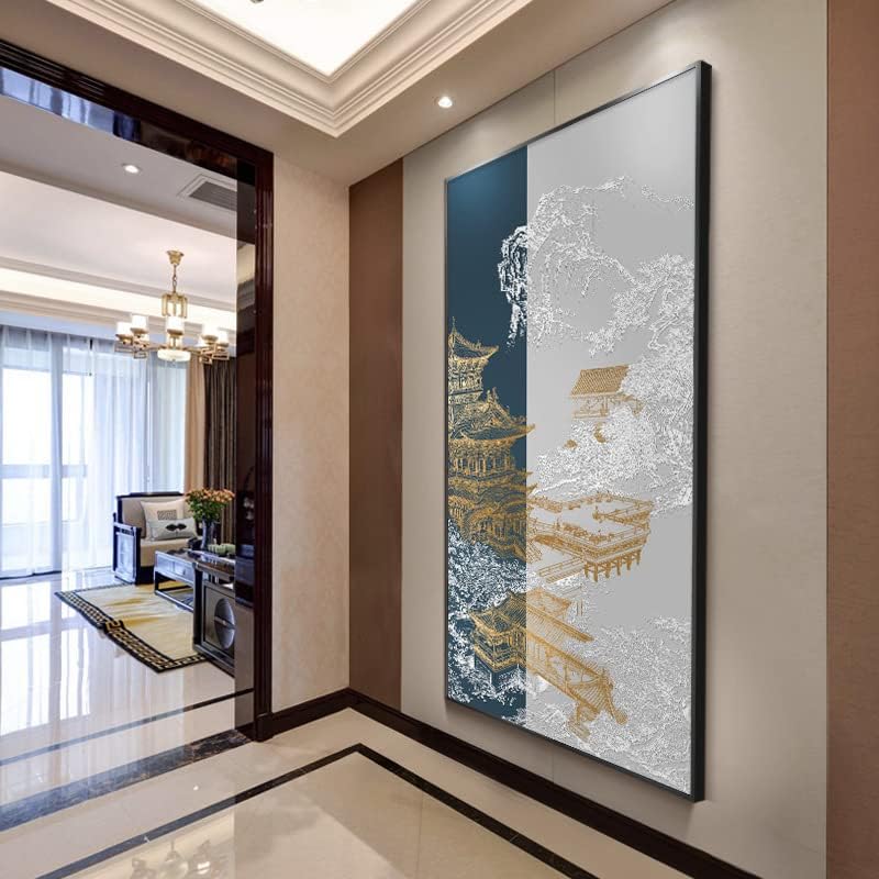 חדש סיני-סגנון בניין מרפסת כניסת דקורטיבי ציור בסגנון סיני סלון מעבר תליית ציור זן נוף ציור