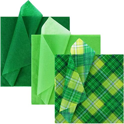 60 גיליונות 20 על 20 אינץ גדול גודל ירוק באפלו משובץ רקמות נייר מתנה לעטוף רקמות נייר עבור סנט