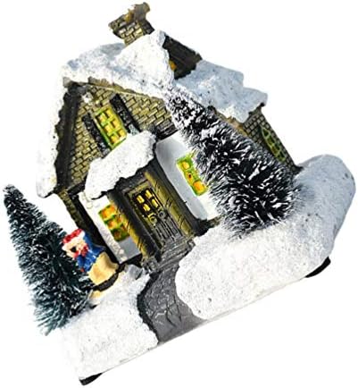 Holibanna Light- Up Santa House קישוט LED שרף מואר חג המולד שלג כפר כפר בית קישוטי דגם מואר לחג עץ חג המולד קישוט