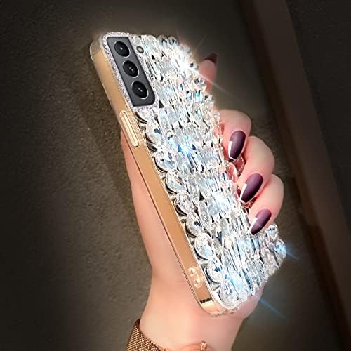 Cavdycidy Samsung Galaxy S22 Case Diamond Case לנשים 3D נצנצים נצנצים נוצץ מארז