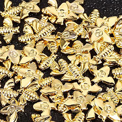 3 אביזרי אמנות ציפורן, 100 יחידות קסמי ציפורניים דבורי מתכת 3 קישוט אמנות ציפורן סגסוגת זהב מדבקות מקסימות מדבקות
