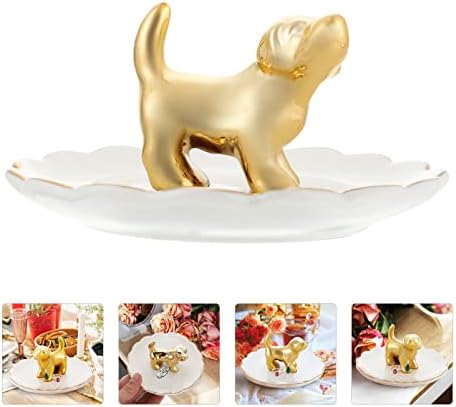תכשיטי תצוגת מגש פורצלן כלב טבעת מחזיק קרמיקה תכשיטי מגש שרשראות צמידי צלחת טבעות צלחת עגילי קטן תכשיטים ארגונית