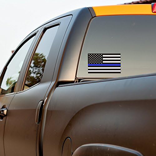 ציוד אופנוען קלאסי רפלקטיבי מדבקת קו כחול דק-3 על 5 אינץ'. אמריקאי דגל מדבקות עבור מכוניות ומשאיות, תמיכה