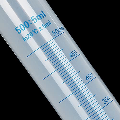 4 חבילה 500 מיליליטר פלסטיק בוגר צילינדר, שקוף מדידת צילינדר סט, מדע מדידת מבחנה בקבוק עם 2-צדדי