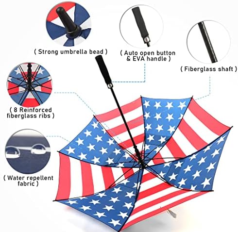 מטריית לנקסירי מטריות גולף גדולות לגשם אטומות לרוח 54/62/68 אינץ ' חופה כפולה פתוחה אוטומטית מטריות מקל מאווררות