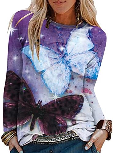 חולצת טריקו רופפת לנשים שרוול ארוך טוניקת חולצות בנות בגיל העשרה חולצה חמודה מנוקדת לב הדפסת סוודרים