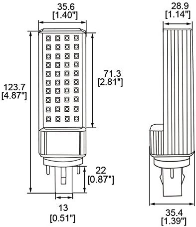 מנורת ג 'י 23-ד-8 וואט-וואט מסתובבת ג' י 23 ד 2 פינים לד החלפת מנורת פלורסנט קומפקטית, 8 וואט,