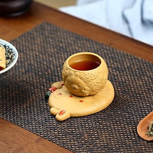 סט כוס התה של סילין זישה, ארנב גלגל המזלות הסיני yixing חימר ספל תה בעבודת יד עם צלוחית