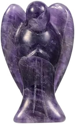 AMOGEELI 1.5 אינץ 'מגולף ביד אבן אבן אבן פסלון מלאך, פסל מלאך של גביש גביש פסל מלאך למדיטציה להגנת קישוט