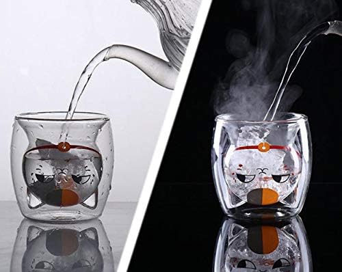פברואר 7 כוס חתול, כוס קיר כפול, 220 מל אספרסו קפה קפה ספל זכוכית זכוכית ספל עיצוב 3D כוסות חתלתול