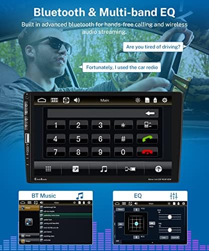 סטריאו לרכב יחיד של Apple Carplay Android Auto, Podofo Podofo 9 אינץ 'מסך מגע Bluetooth רדיו עם מצלמת