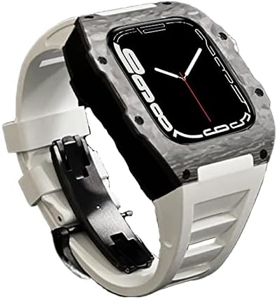סט רצועת סגסוגת סיבי פחמן היוקרה של Houcy סט רצועת Apple Watch Series 8, 45 ממ פס גומייה DIY שינויים בלוחית עבור