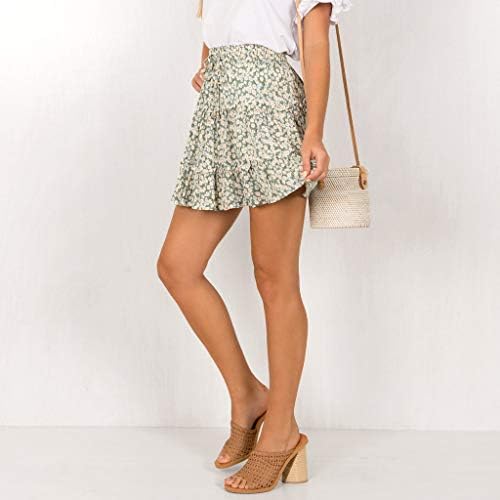 פורמליות חצאית גבוהה מותן פרע קיץ הדפסת פרחוני חצאית נשים מקרית חוף בוהה קצר חצאית בלט חצאית