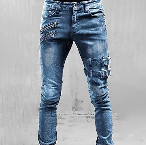 מכנסי ג'ינס קרועים לגברים במותניים גבוהות וינטג