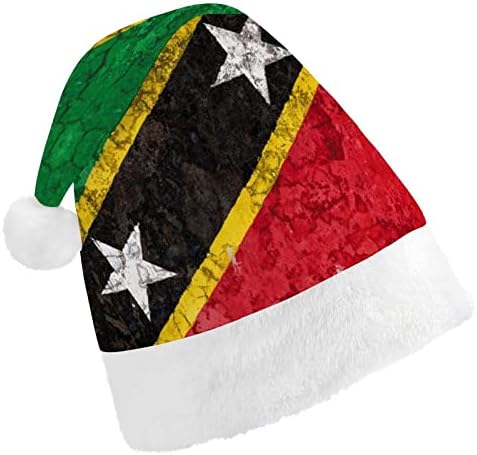 דגל של סנט קיטס ונוויס חג המולד כובע סנטה קלאוס כובעי קצר קטיפה עם לבן חפתים לגברים נשים חג המולד