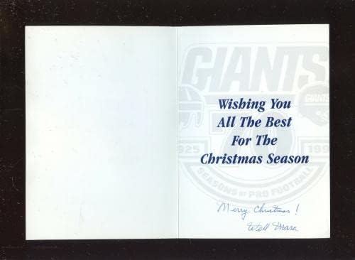 1994 ניו יורק ענקים NFL כרטיס חג המולד בכדורגל חתום על ידי וולינגטון מארה - כדורגל קלפי טירוף עם חתימה