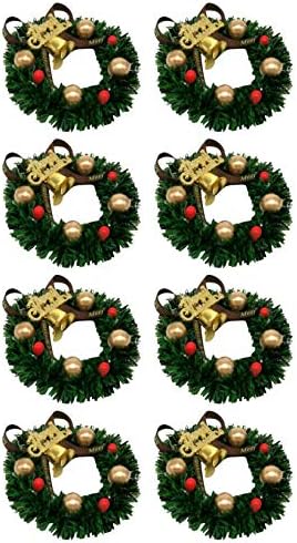 Besportble 8 יחידות חג המולד טבעות נרות מצביעות עם זרי טבעות נרות של ג'ינגל פעמון מיני טבעות נרות עבור עמוד חג